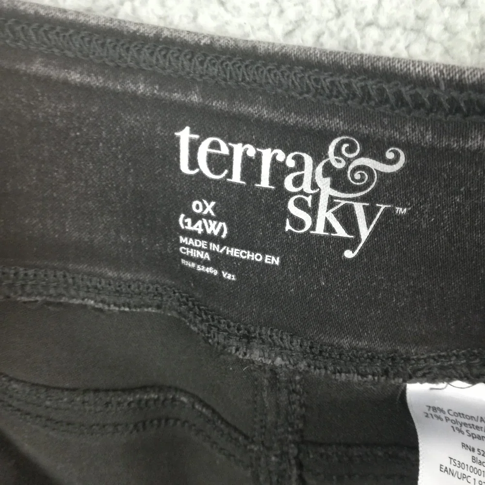 Terra & Sky Womens Jeans Jegging Skinny High Rise Faded Black Denim Plus 14W New